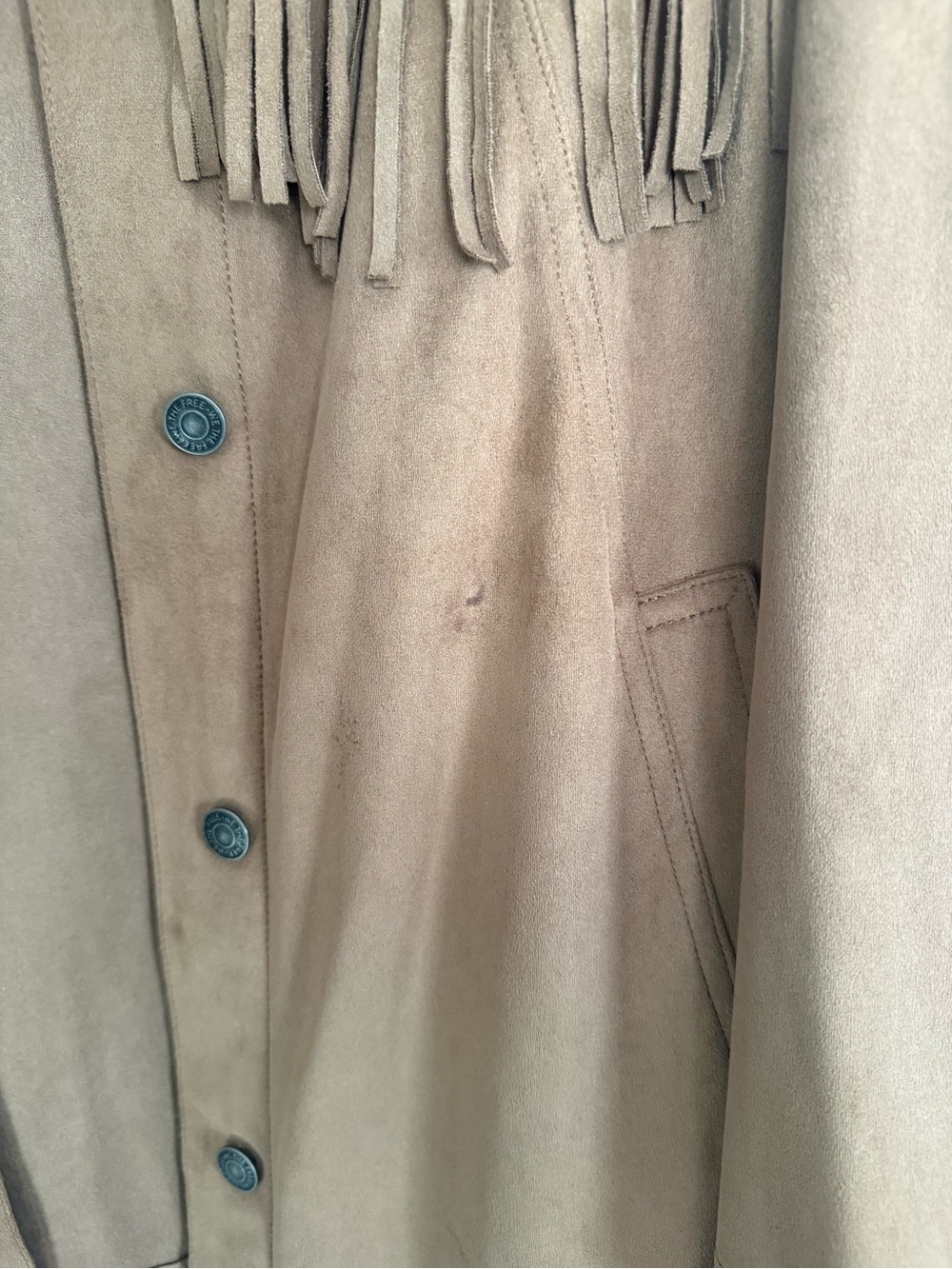We The Free Fringe Out Vegan Suede Jacket L - Picture 12 of 15